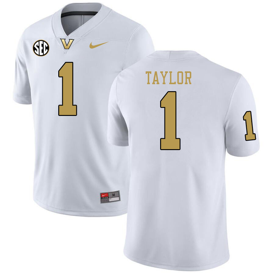 Vanderbilt Commodores #1 CJ Taylor College Football Jerseys 2024 Uniforms Stitched-White